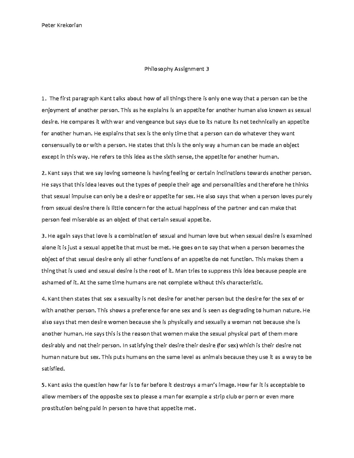 Philosophy Assignment 3 Krekorian - Peter Krekorian Philosophy ...