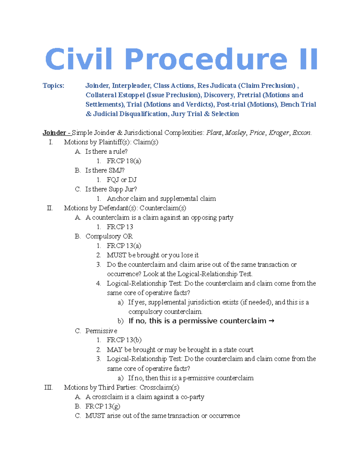 civil procedure sample essay answer