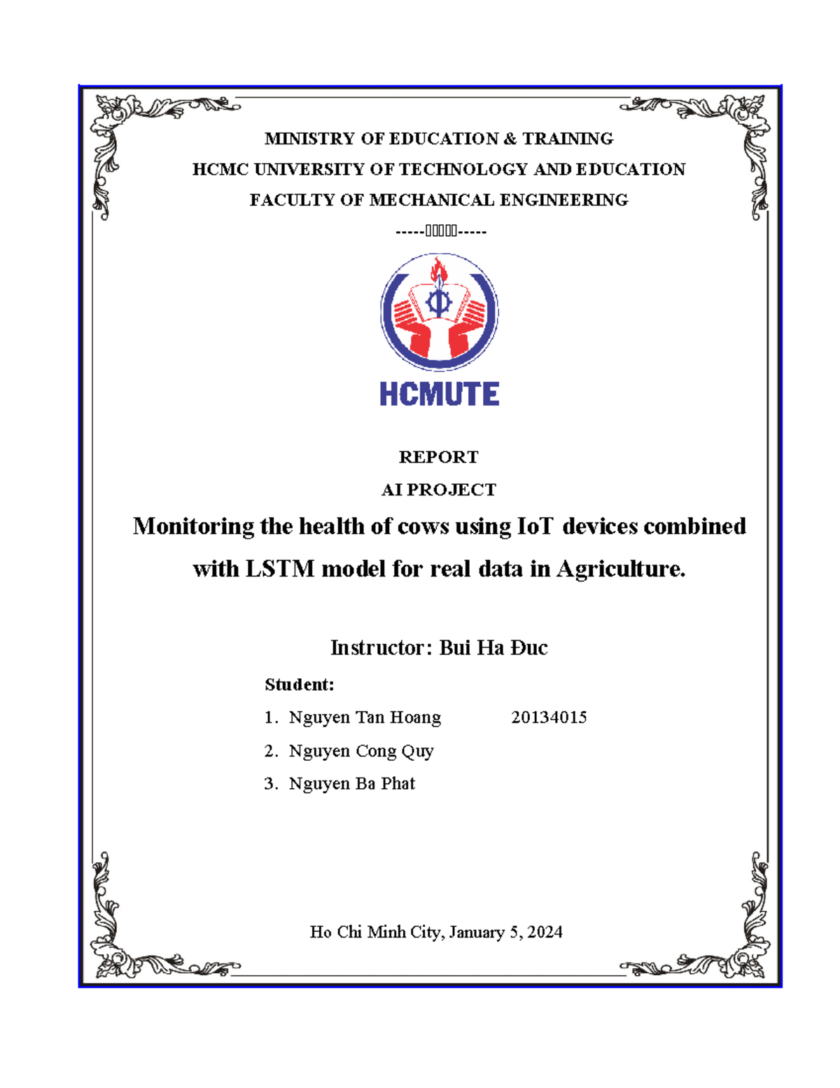 Io T-Cow-System - Io T-Cow-System - MINISTRY OF EDUCATION & TRAINING ...