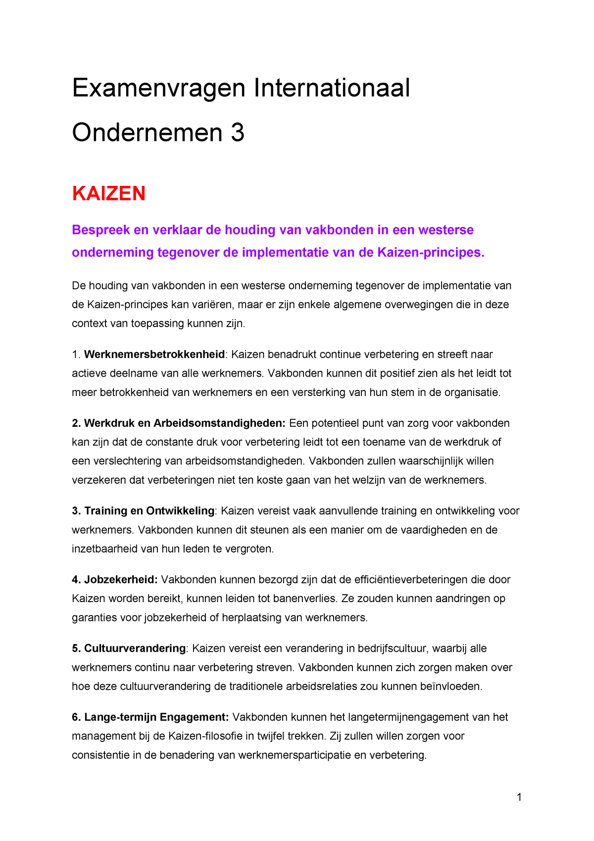 Examenvragen Internationaal Ondernemen 3 - Examenvragen Internationaal ...