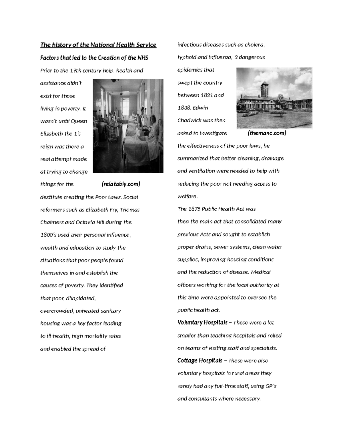 Unit 6 Edited - The history of the National Health Service Factors that ...