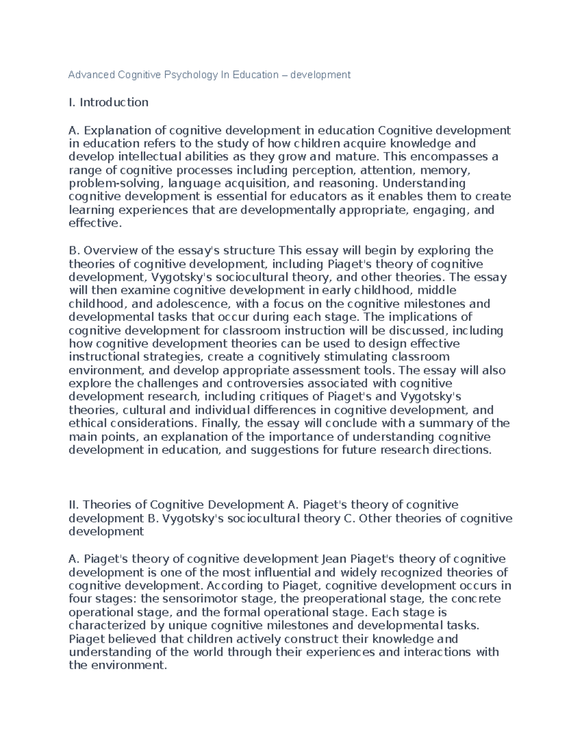 Advanced Cognitive Psychology In Education - development - Introduction ...