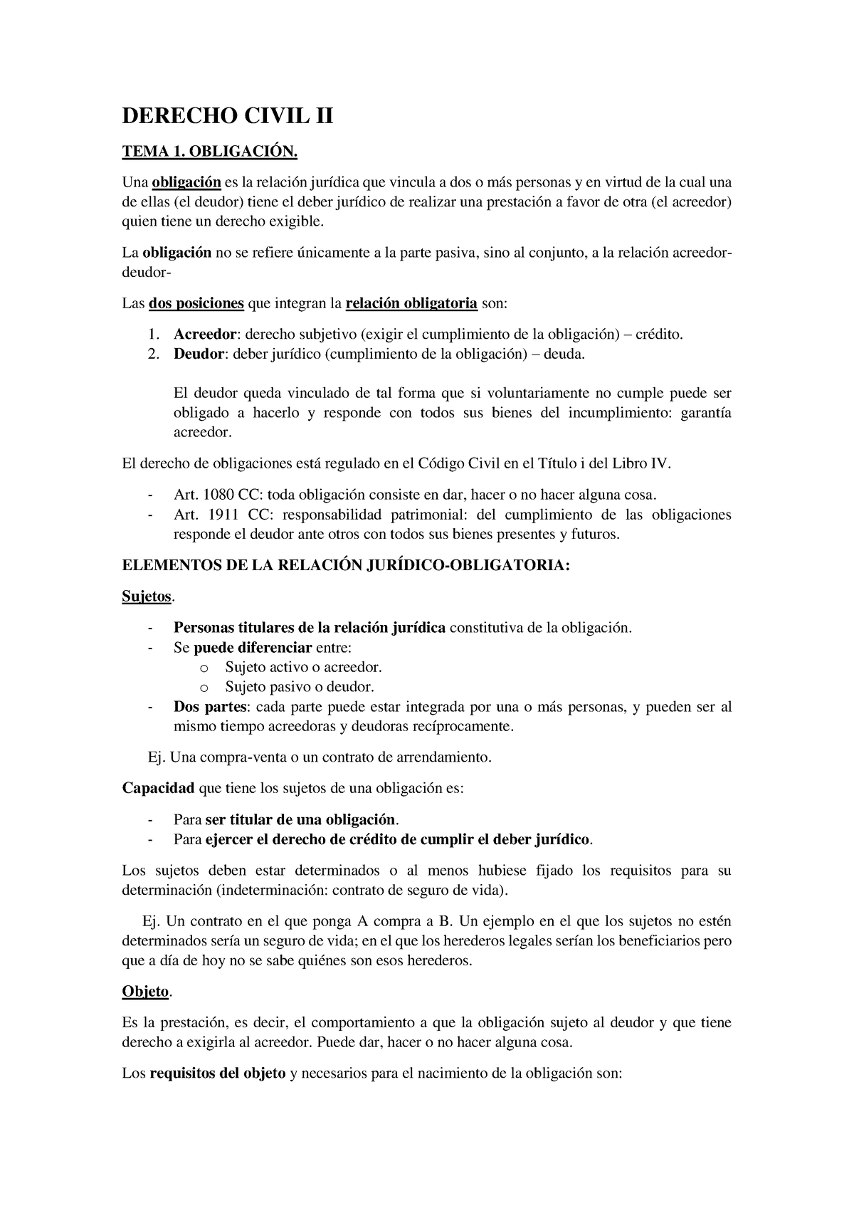 Derecho Civil Ii Tema 1 13 Derecho Civil Ii Tema 1 ObligaciÓn Una Obligación Es La 0993