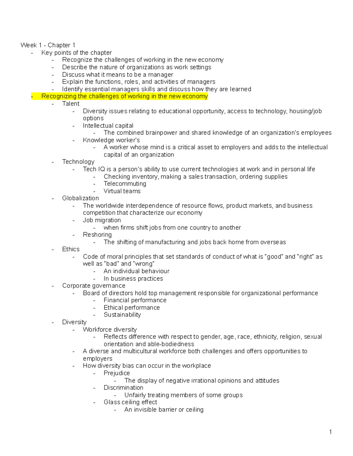 GMS 200 Midterm Notes - Week 1 - Chapter 1 - Key points of the chapter ...