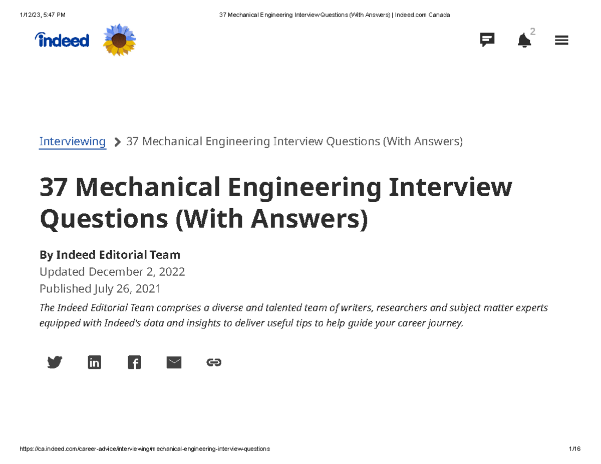 ENGINEERING DRAWING Interviewing 37 Mechanical Engineering Interview   Thumb 1200 927 