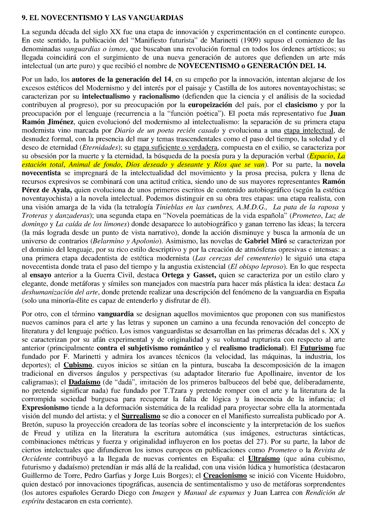 9. El Novecentismo Y Las Vanguardias - Reducido - 9. EL NOVECENTISMO Y ...