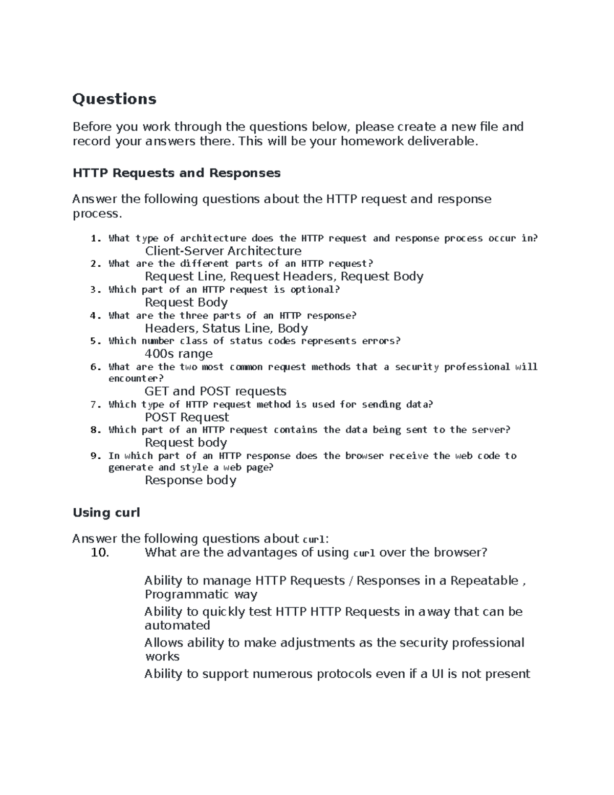 Web Dev Homework - Questions Before you work through the questions ...