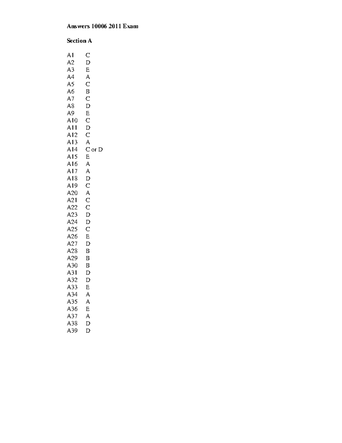 Exam Sem 1, 2011 Questions and Answers.pdf - Answers 10006 2011 Exam ...