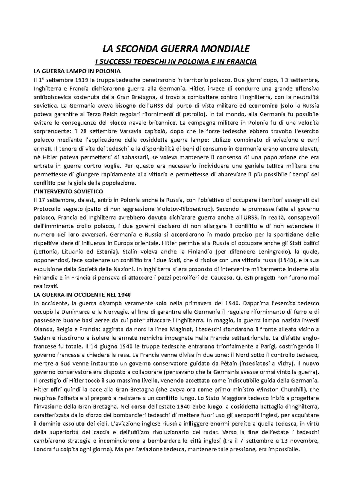 LA Seconda Guerra Mondiale - LA SECONDA GUERRA MONDIALE I SUCCESSI ...