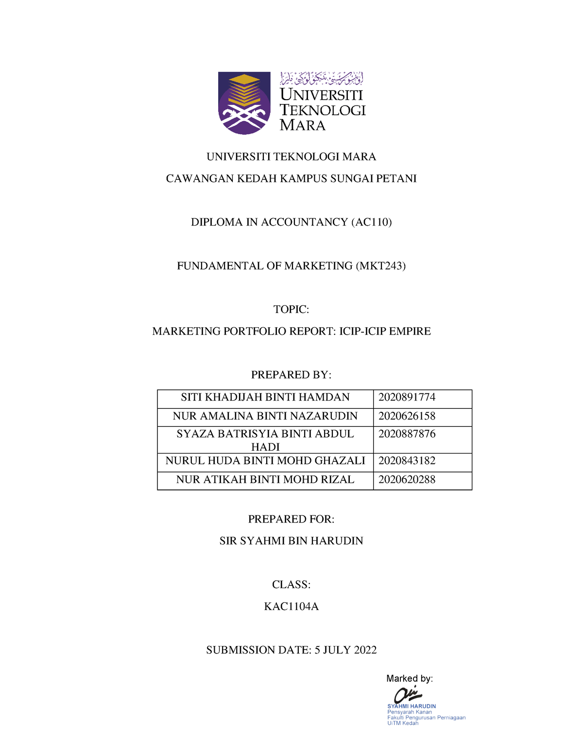 Marketing Portfolio Ayam Gunting - UNIVERSITI TEKNOLOGI MARA CAWANGAN ...