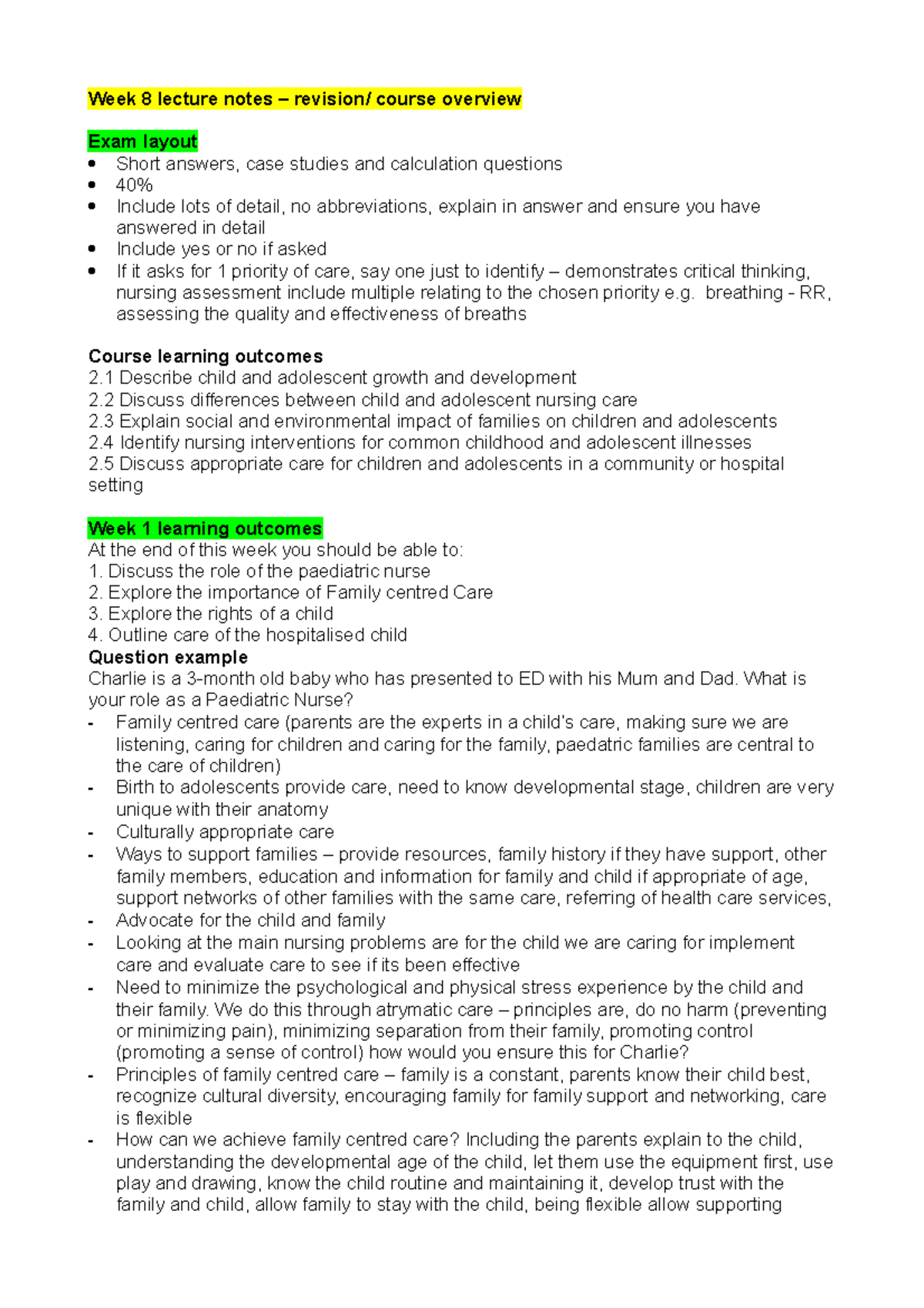 Week 8 lecture notes – revision - Week 8 lecture notes – revision ...