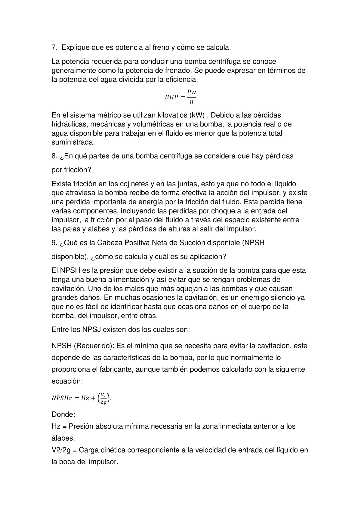 Previo Sadasda Explique Que Es Potencia Al Freno Y C Mo Se Calcula La Potencia Requerida