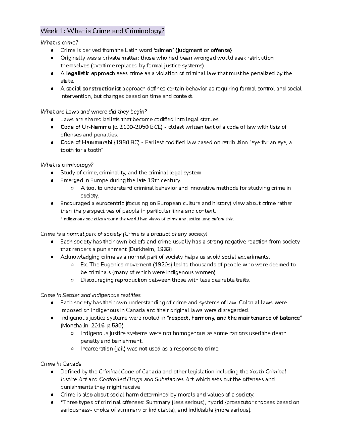 Crim Notes Week 1 What Is Crime And Criminology What Is Crime Crime Is Derived From The 4737