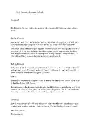 Succession - Exam Feedback 2015 - GENERIC FEEDBACK LWB309 SUCCESSION ...