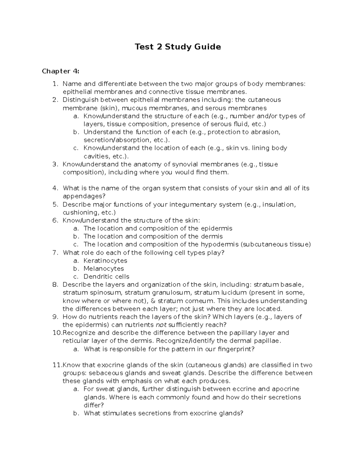 Test 2 Study Guide - Test 2 Study Guide Chapter 4: Name and ...