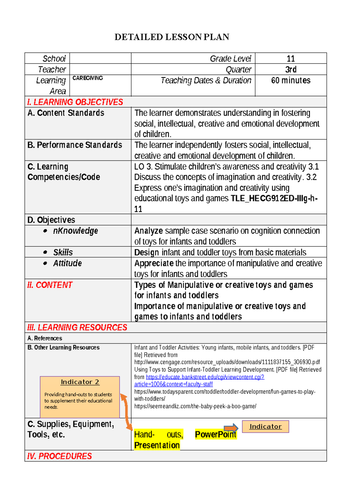 Cg 11 lesson plan - DETAILED LESSON PLAN School Grade Level 11 Teacher ...
