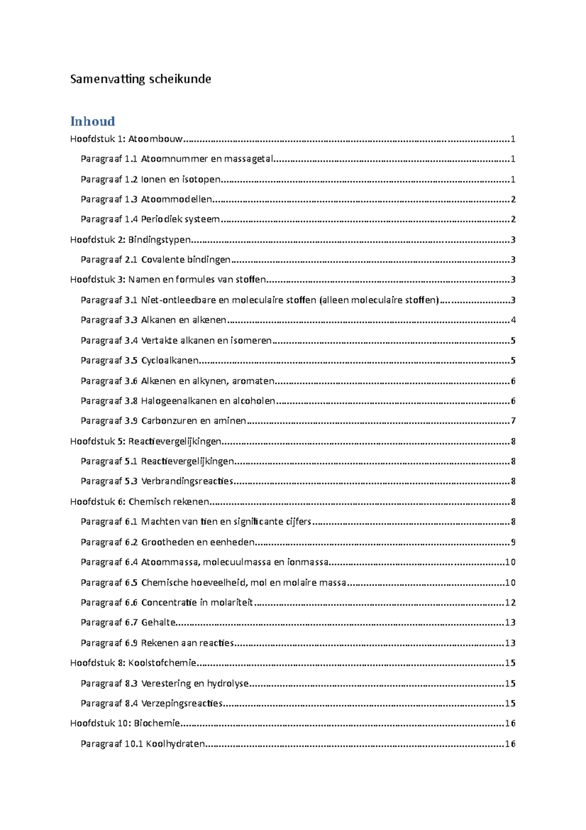 Samenvatting Scheikunde - Samenvatting Scheikunde Hoofdstuk 1 ...