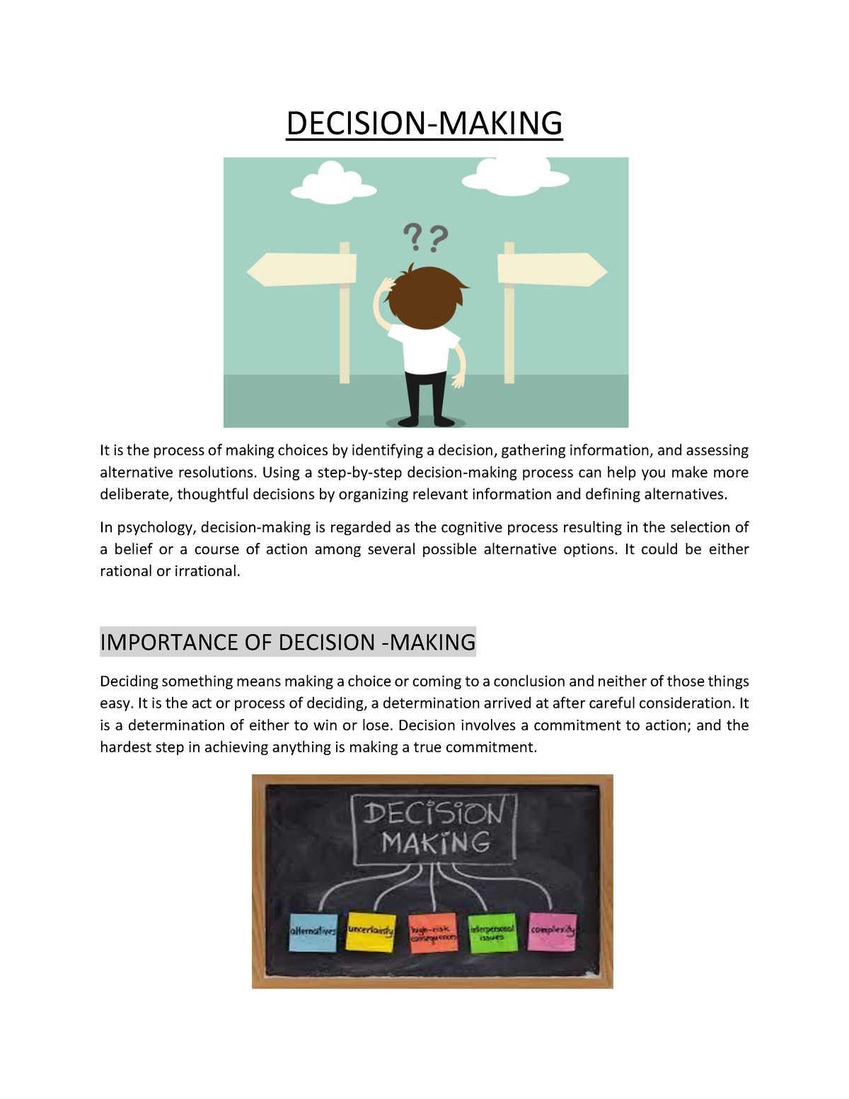 Topic 3 Decision Making Decision Making It Is The Process Of Making