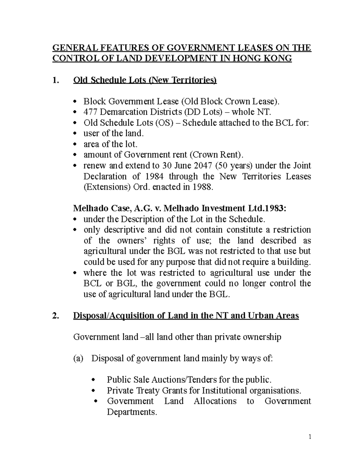 2.1.1 Features of Government Lease - GENERAL FEATURES OF GOVERNMENT ...