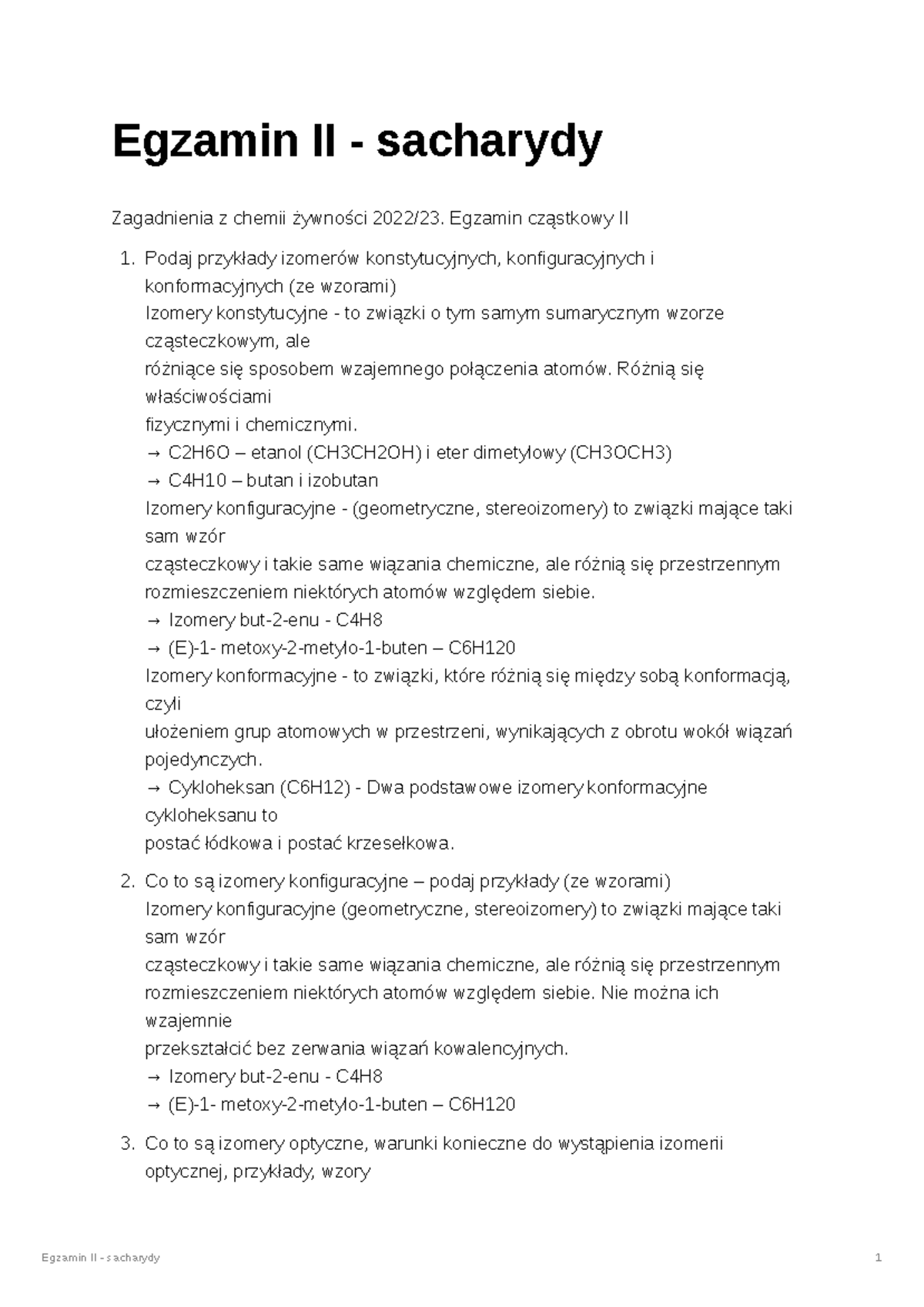 Sacharydy Sprawdzian Pdf