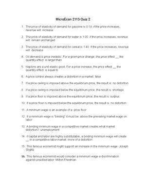 Microeconomics Exam 1 Summary Questions And Answers - Microeconomics ...