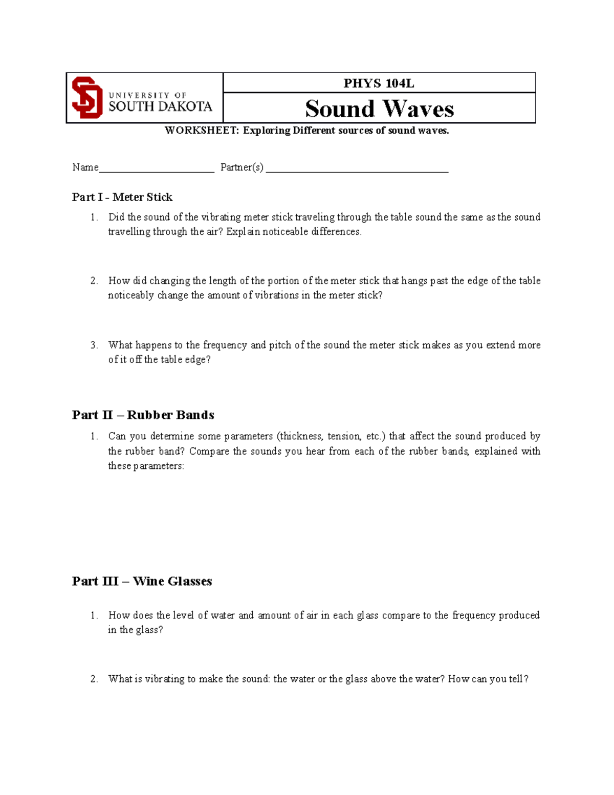 104L-4 Worksheet Sound Waves Ver S2022 - Copy (1) - PHYS 104L Sound ...