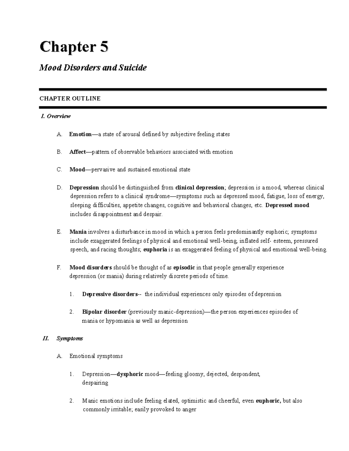 Chapter+5+Outline+F23 - Chapter 5Chapter 5 Mood Disorders and Suicide ...