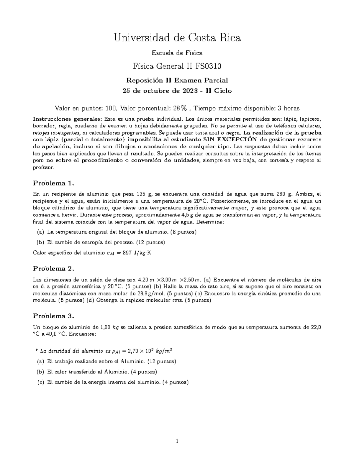 Examen II FS0310 II 2023 Reposicio N - Universidad De Costa Rica ...