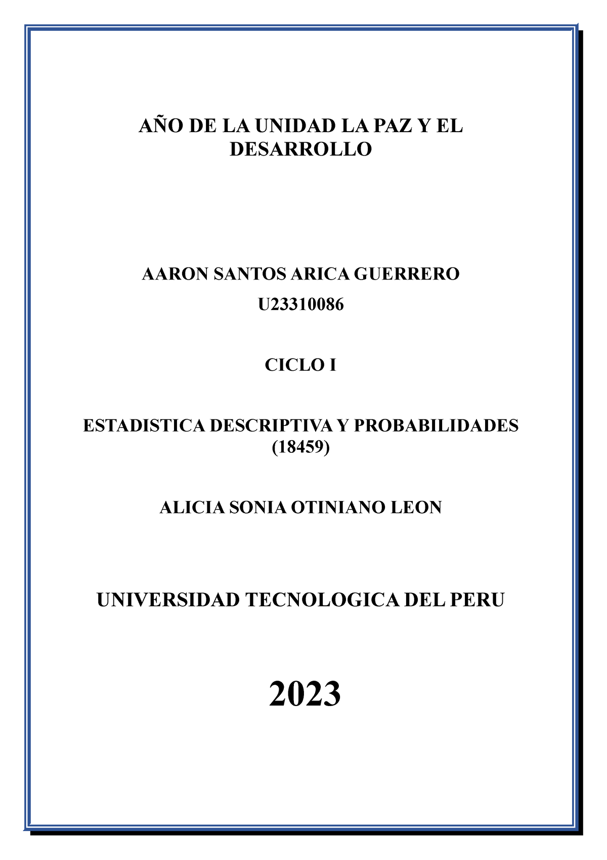 Actividad Reto Tareas Estadistica A O De La Unidad La Paz Y El