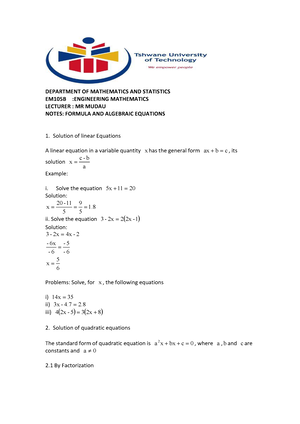 Revision of Maths 1 differentiation - 1. REVISION: MATH 1 ...