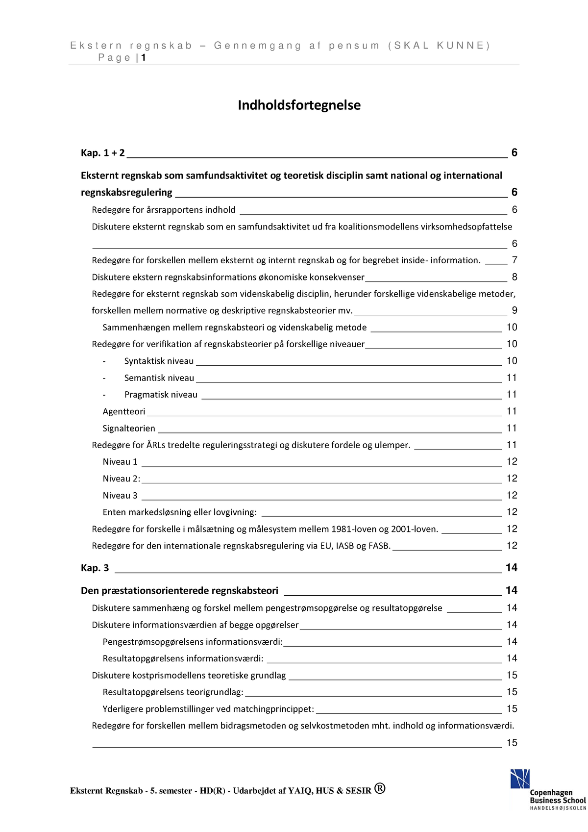 Kompendium Eksternt Regnskab SAN - Indholdsfortegnelse P A G E | Kap. 1 ...