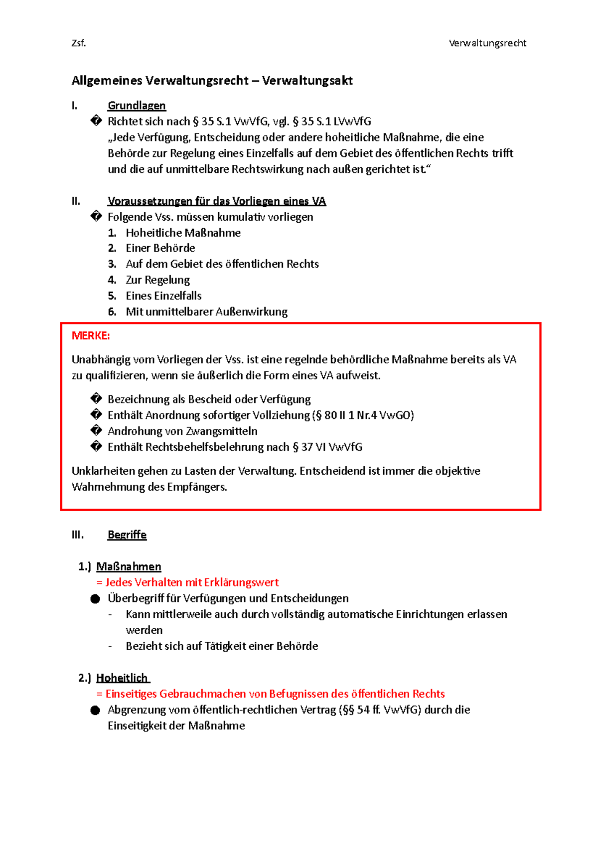 Zsf.1 - Verwaltungsakt - Allgemeines Verwaltungsrecht – Verwaltungsakt ...