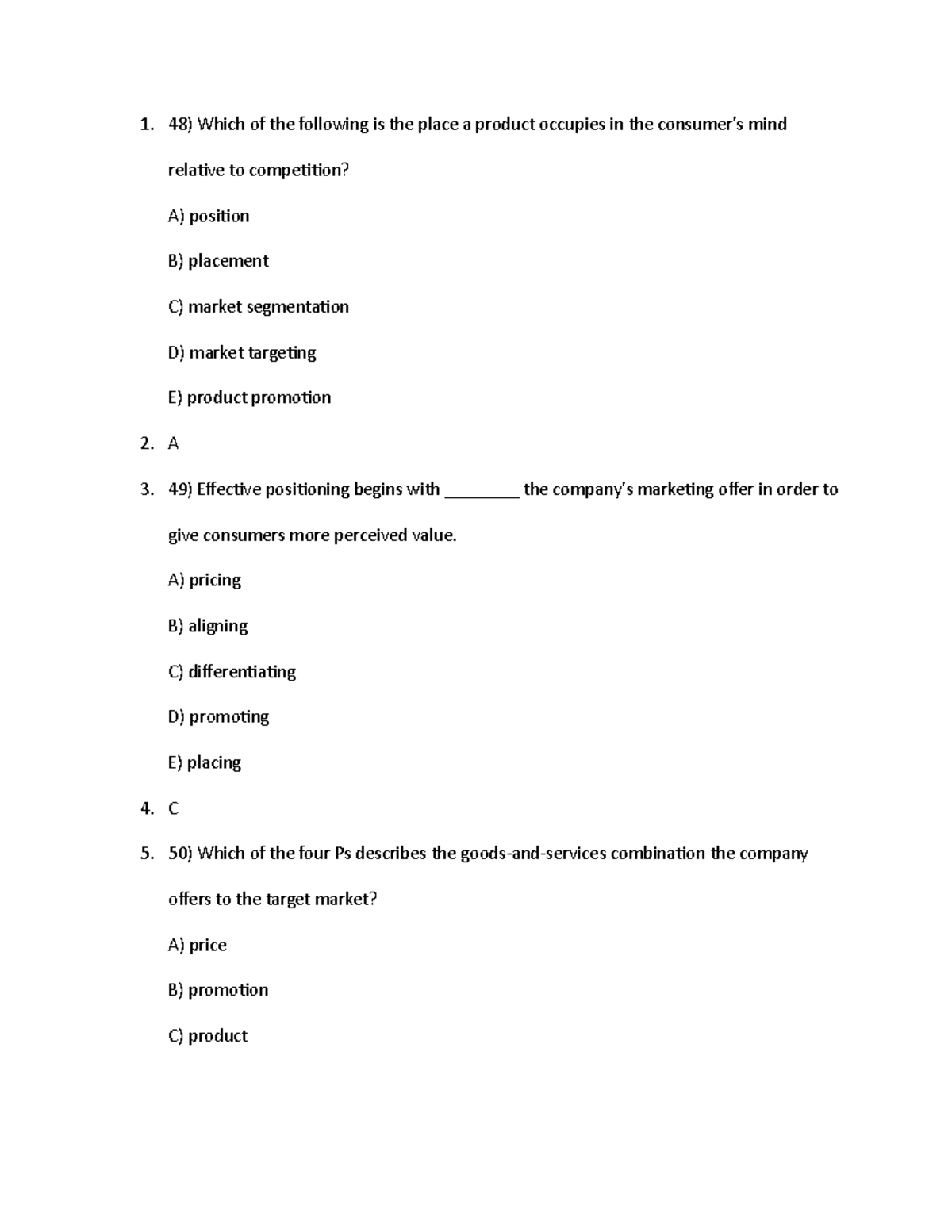 Busmgt 535 37 Notes Which Of The Following Is The Place A Product