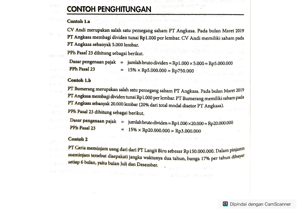 Contoh Perhitungan PPh Pasal 23 - Accounting - Studocu