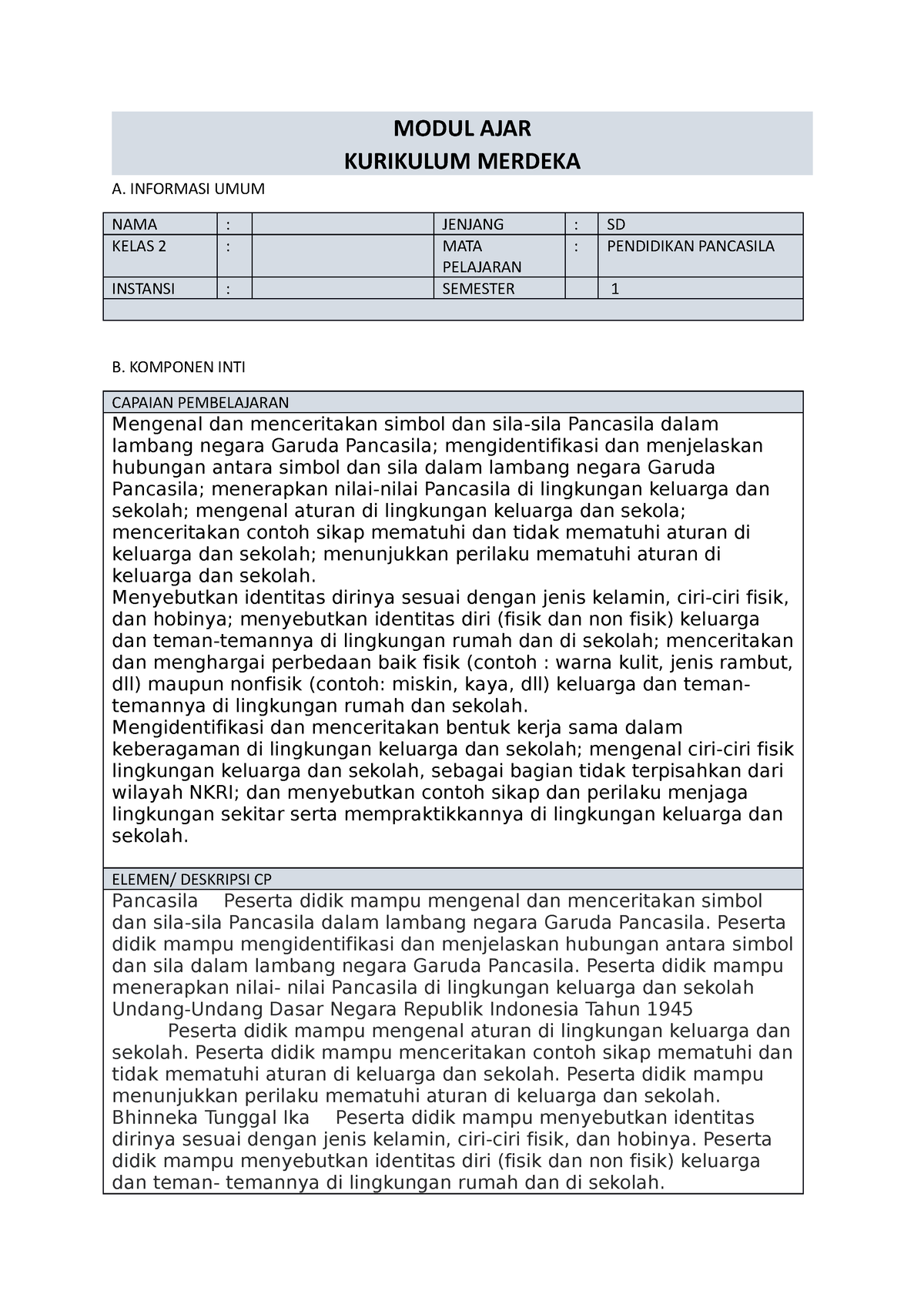 Modul AJAR P. Pancasila UNIT 1 Pembelajaran 1 - MODUL AJAR KURIKULUM ...