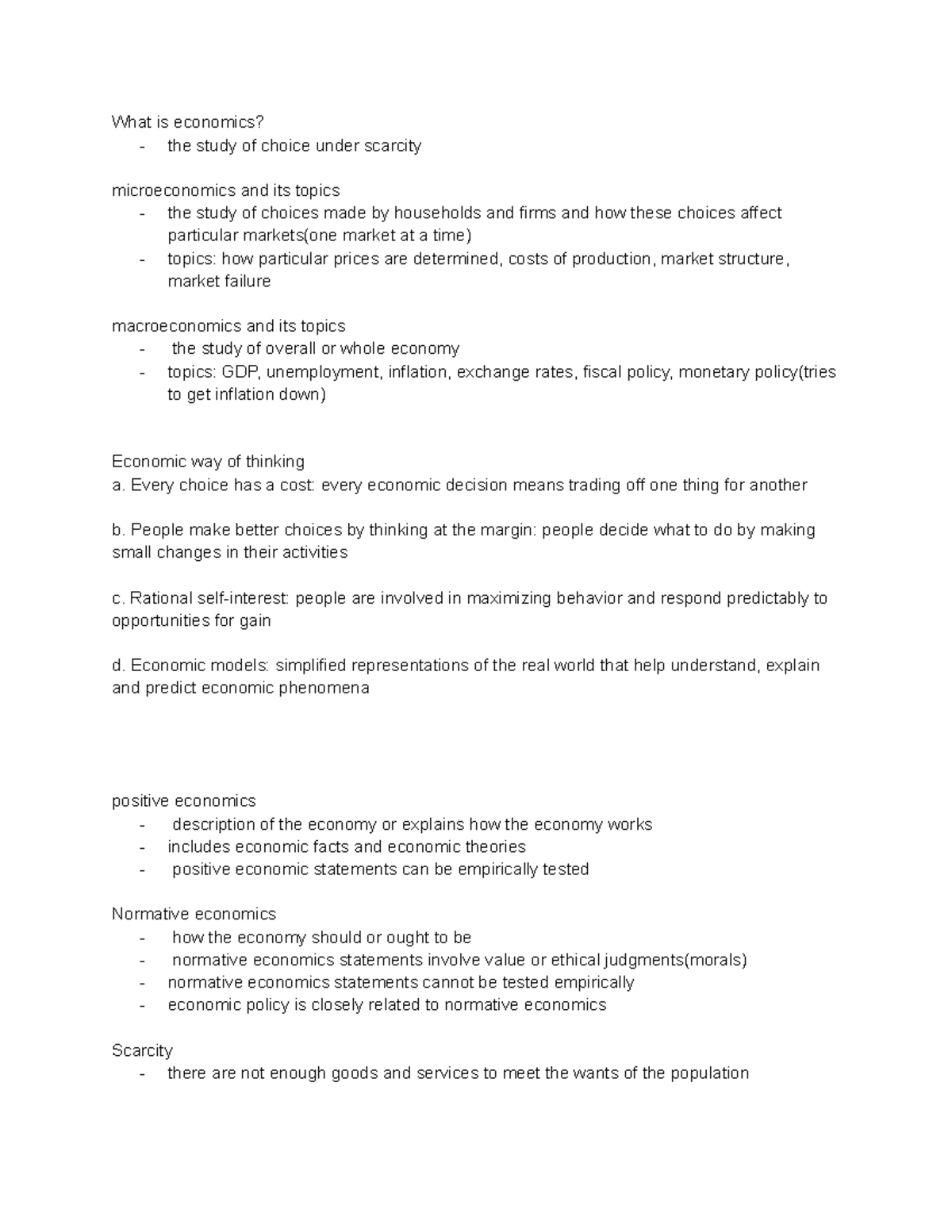 Chapter 1 - Scarity And Choice - What Is Economics? - The Study Of ...