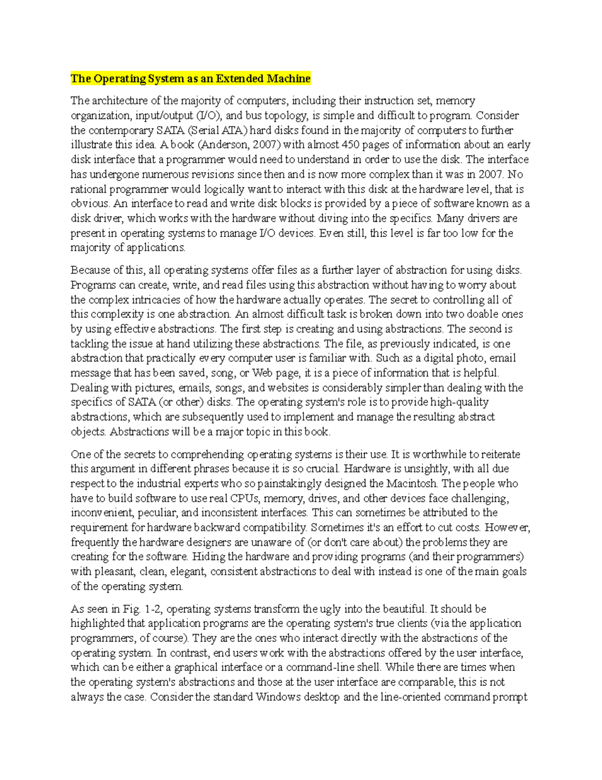 Operating System Abstractions and Functions - Studocu