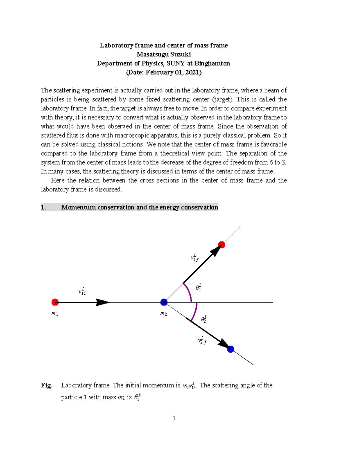 134 Laboratory and center of mass system Laboratory frame and center