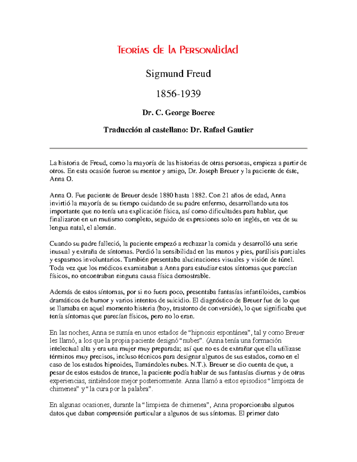 5 Teorias de la personalidad Sigmund Freud - Sigmund Freud 1856- Dr. C ...