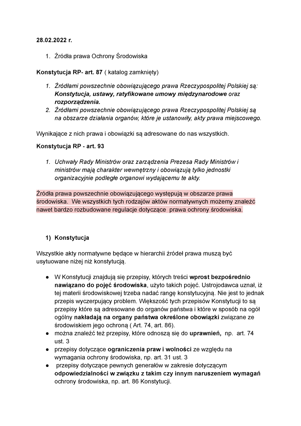 W2- Prawo Ochrony środowiska - 28.02 R. Yródła Prawa Ochrony [rodowiska ...