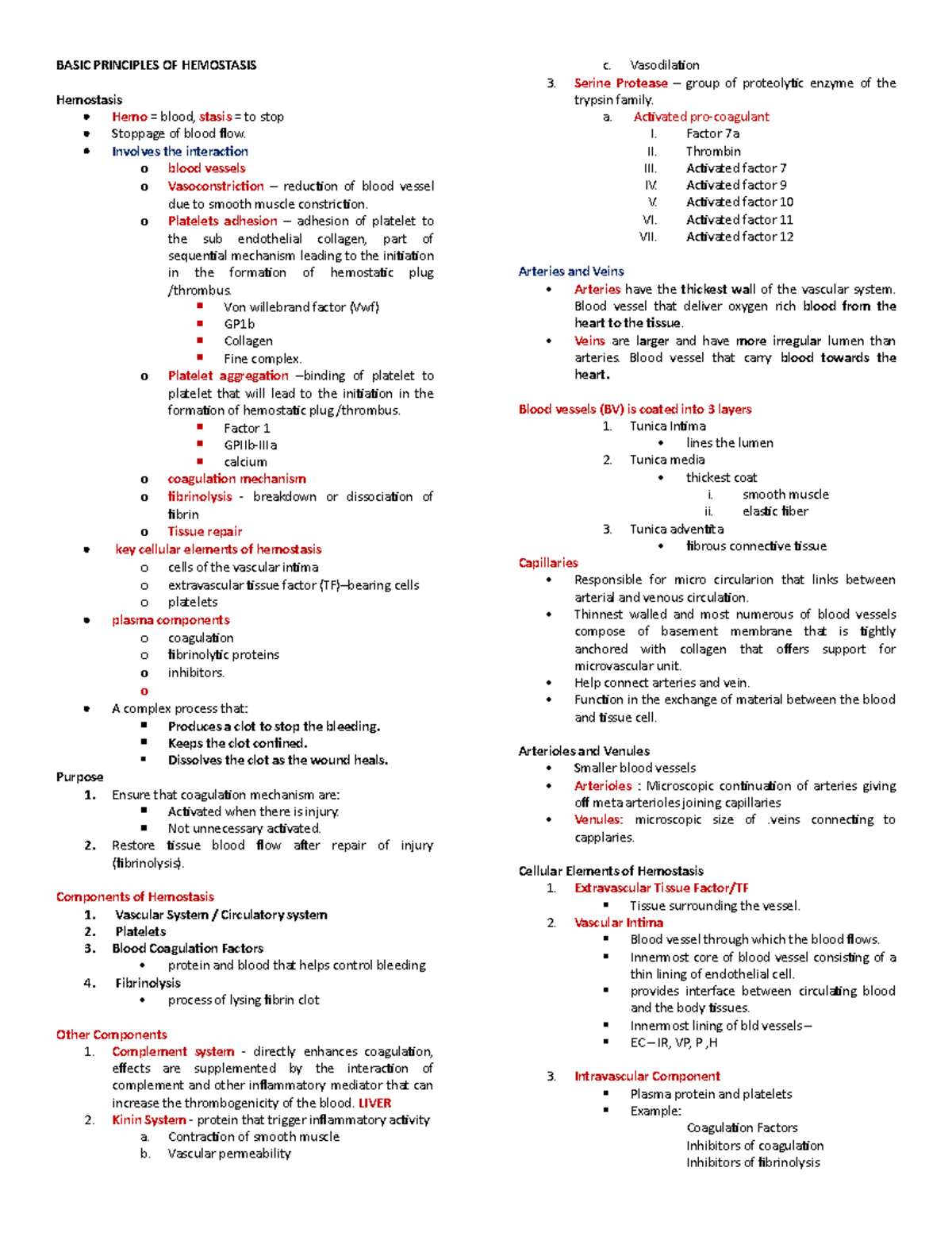 Basic Principles OF Hemostasis - BASIC PRINCIPLES OF HEMOSTASIS ...