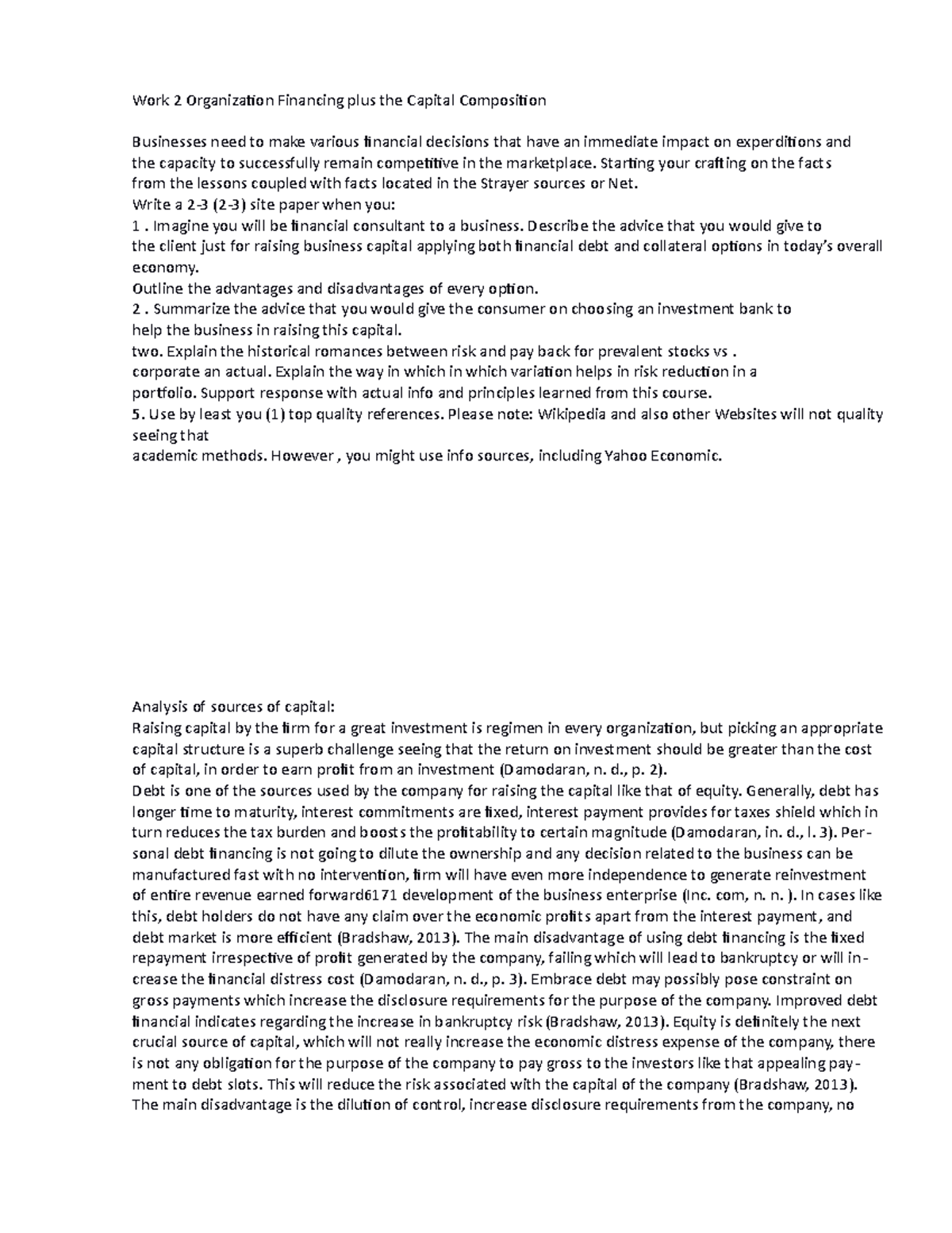 Assignment 2 Business Financing and the Capital Structure 1 - Work 2 ...