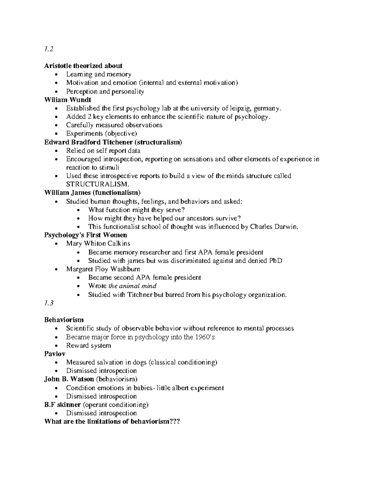 sections 1.2 + 1.3 of unit 1 - 1. Aristotle theorized about • Learning ...