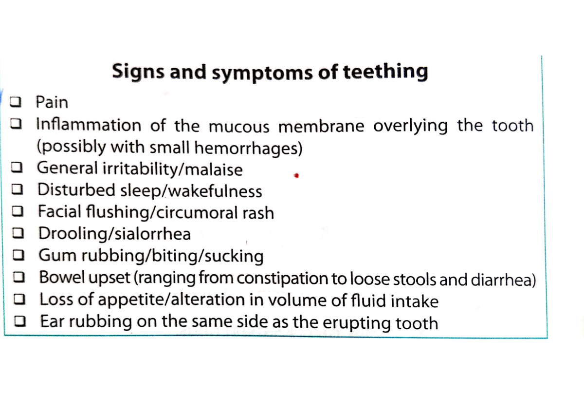 Signs And Symptoms Of Teething - BDS - Studocu