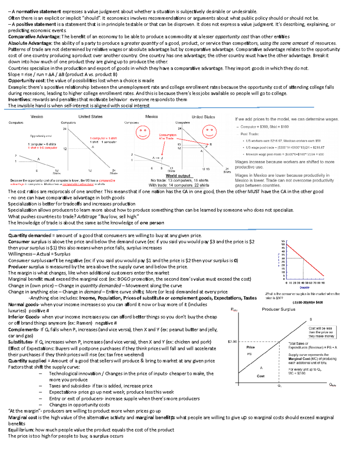 Exam 1 Cheat Sheet - A normative statement expresses a value judgment ...