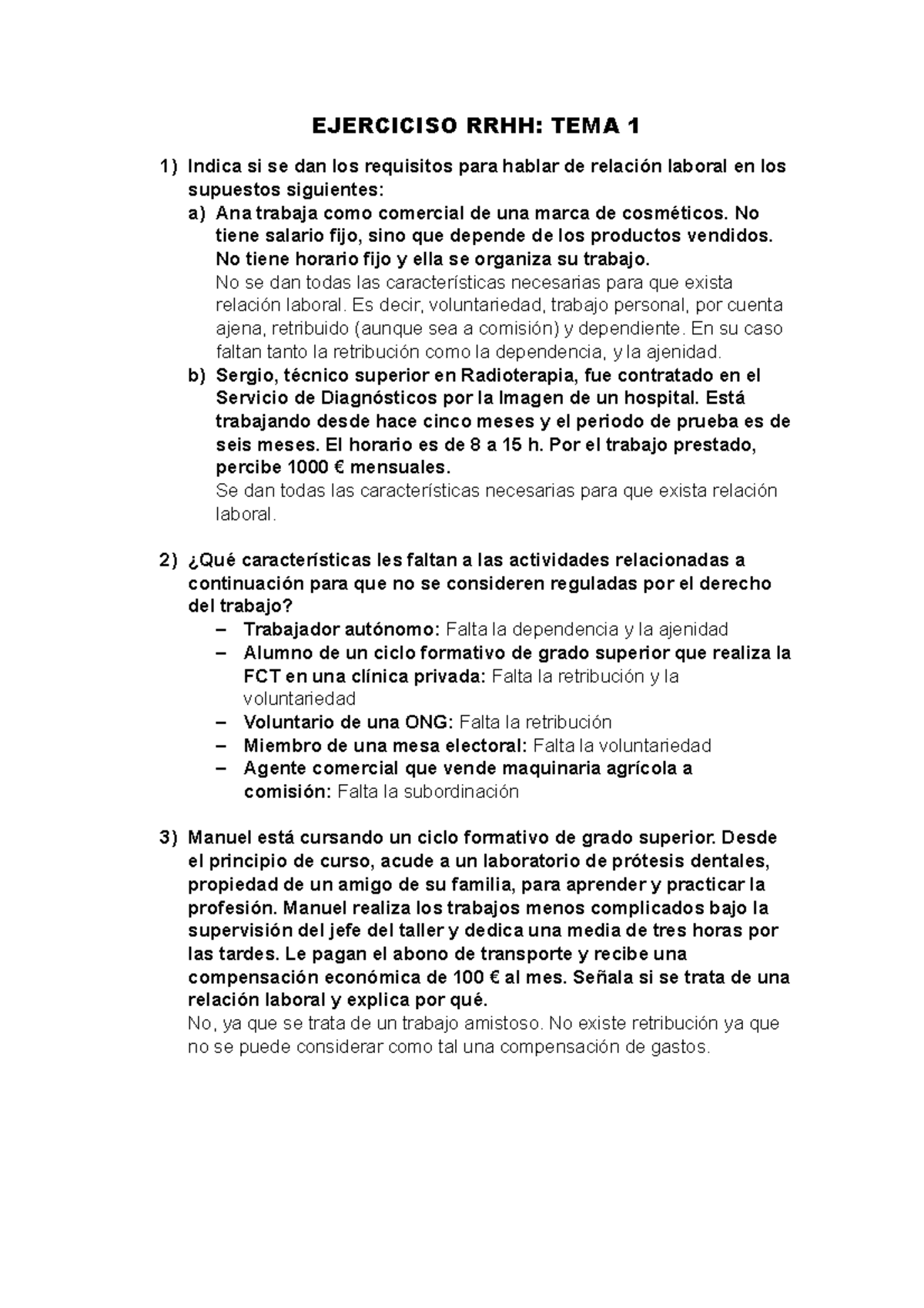 Ejercicios RRHH Temas 1 Y 2 - EJERCICISO RRHH: TEMA 1 Indica Si Se Dan ...