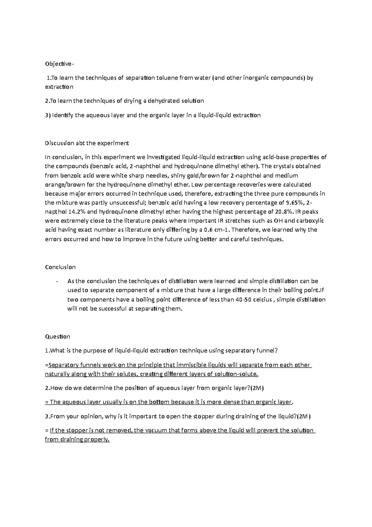 Chm 207 lab repot ex 3 - organic chemistry chm 207 lab report ...