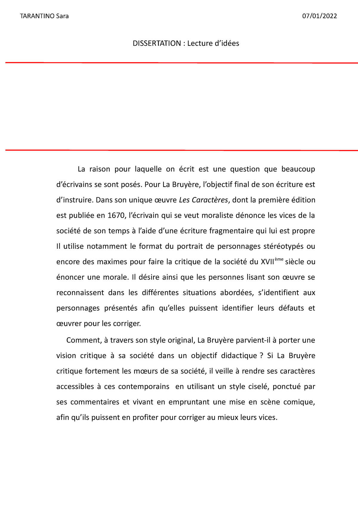 introduction dissertation la bruyere