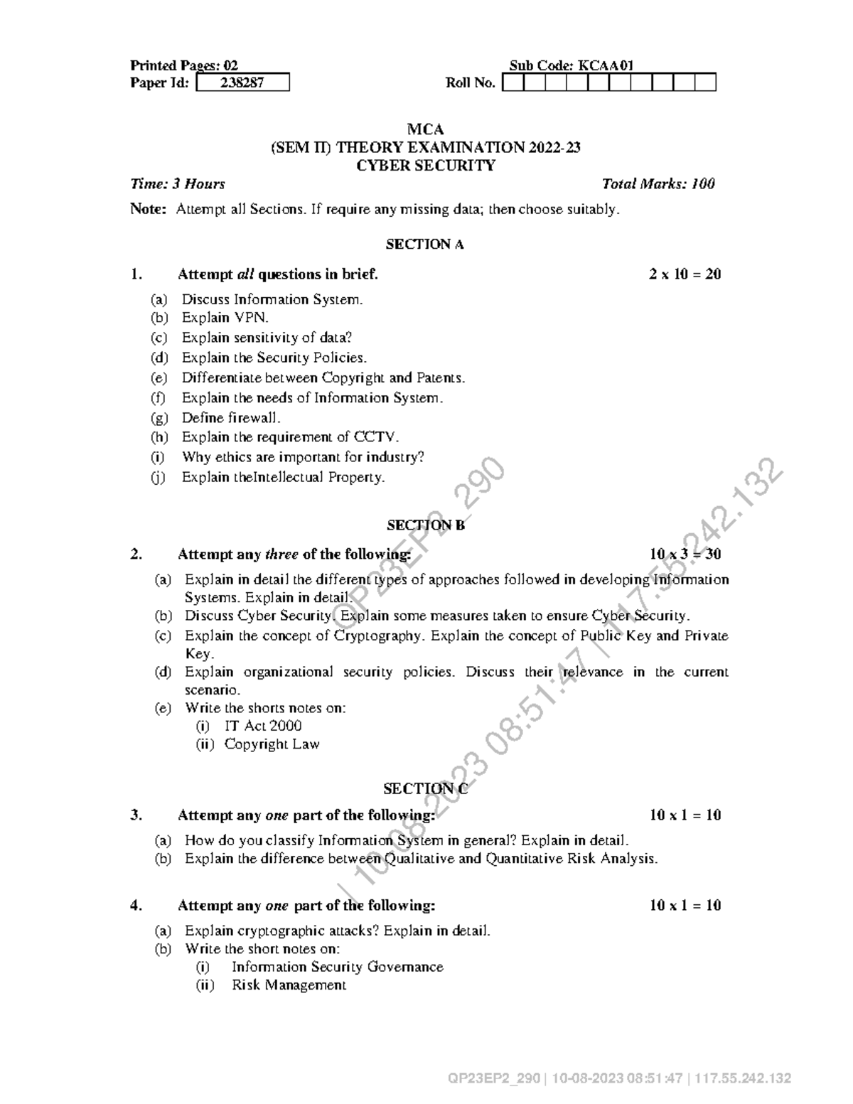 (cyber security) 2023 - exam papers of 2023 - QP23EP2_ | 10-08-2023 08: ...