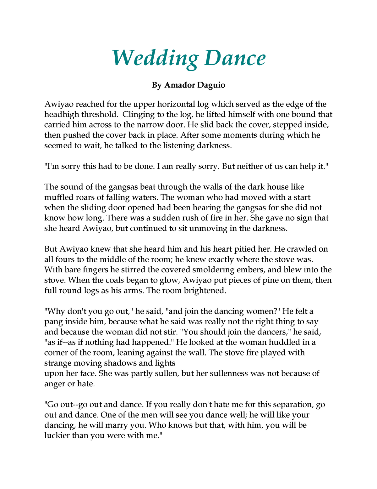 What Does The Last Sentence Mean In The Story The Wedding Dance